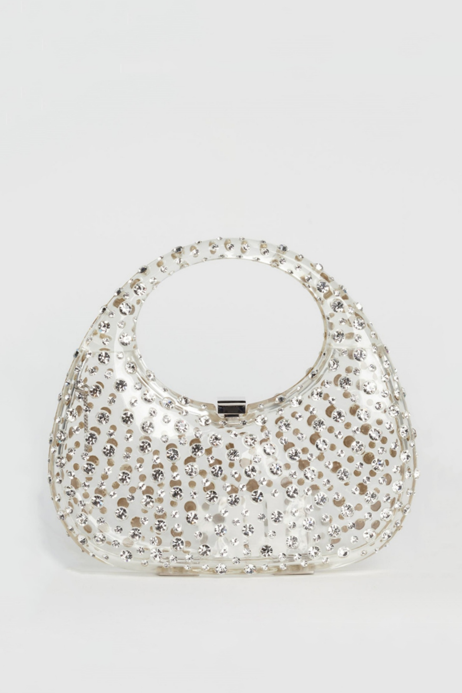 Flowering Girl Women Annabel Clear Crystal Embellished Acrylic Clutch - White