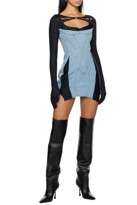 Flowering Girl Women Anne Panelled Denim Mini Dress