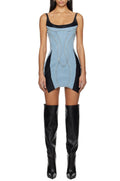Flowering Girl Women Anne Panelled Denim Mini Dress