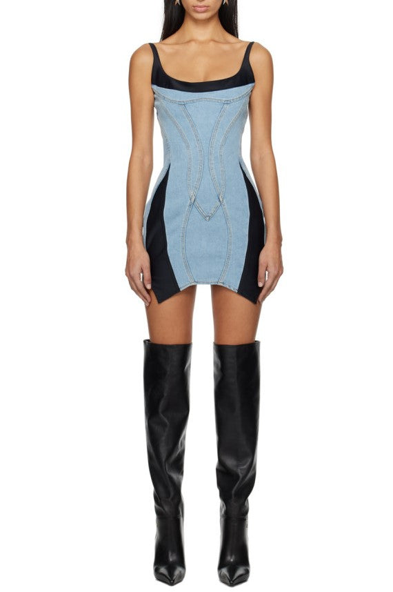 Flowering Girl Women Anne Panelled Denim Mini Dress