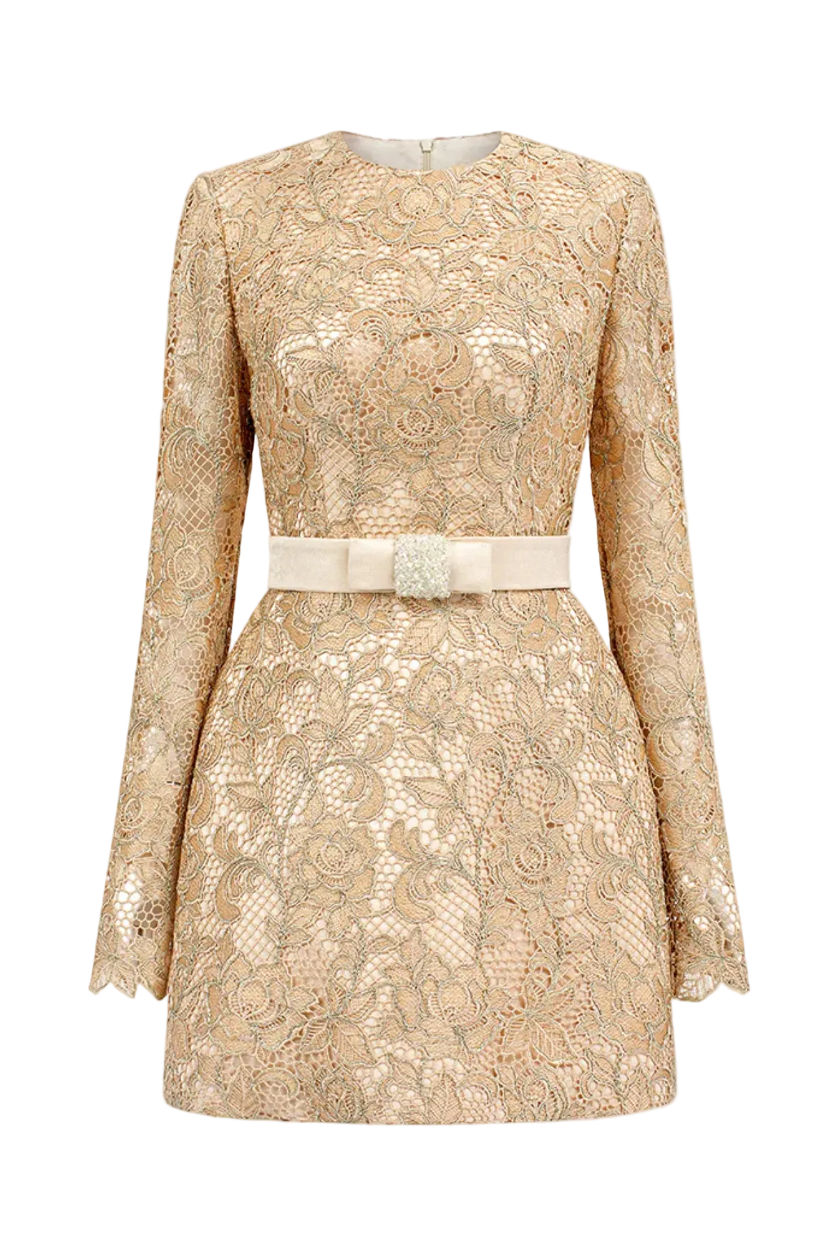 Anslie Lace Belted Mini Dress