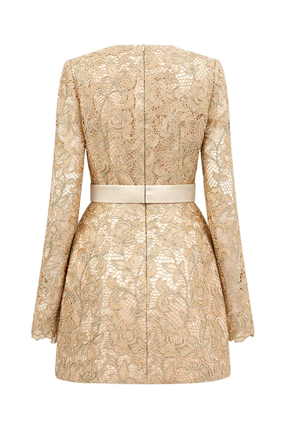 Anslie Lace Belted Mini Dress