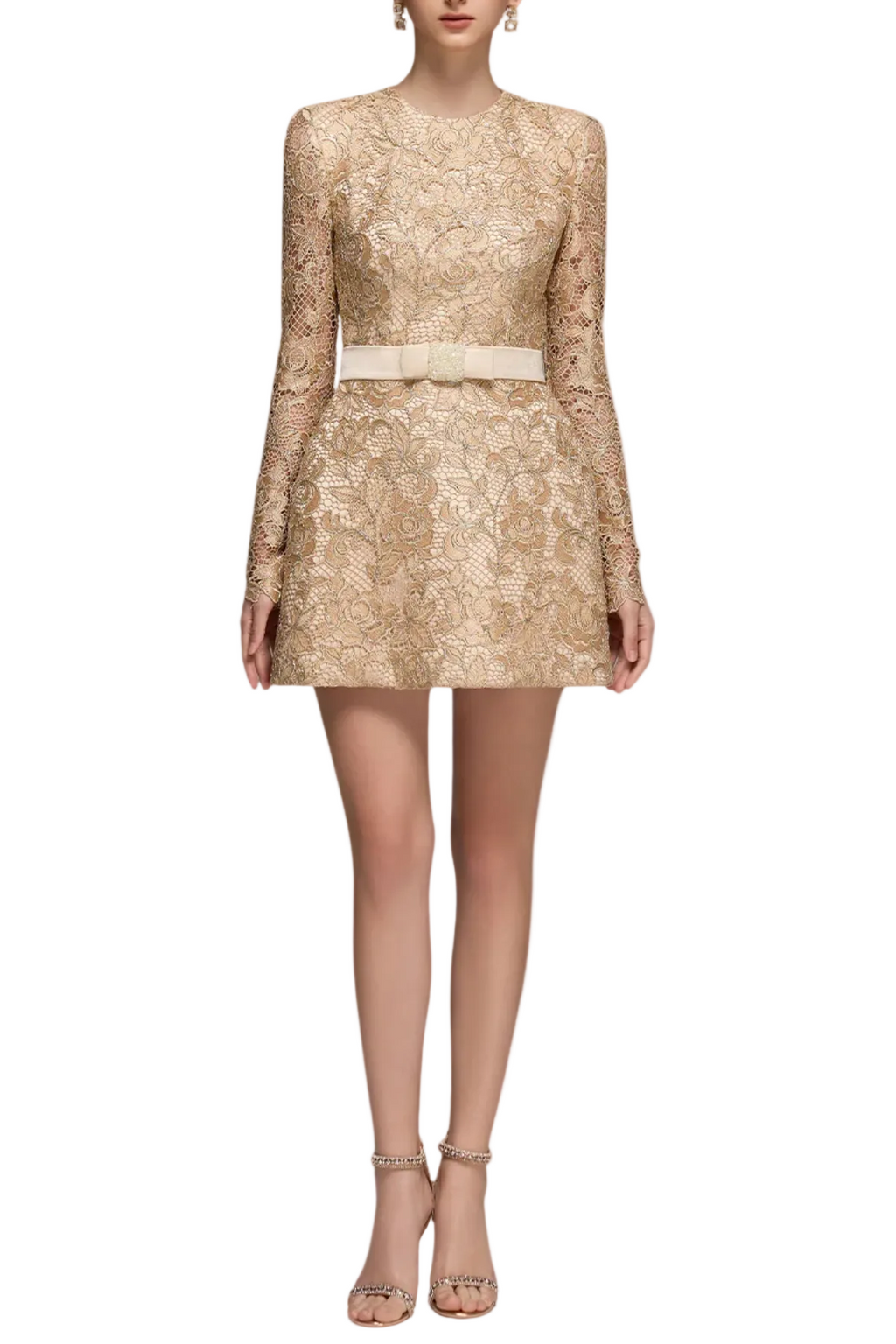 Flowering Girl Women Anslie Lace Belted Mini Dress