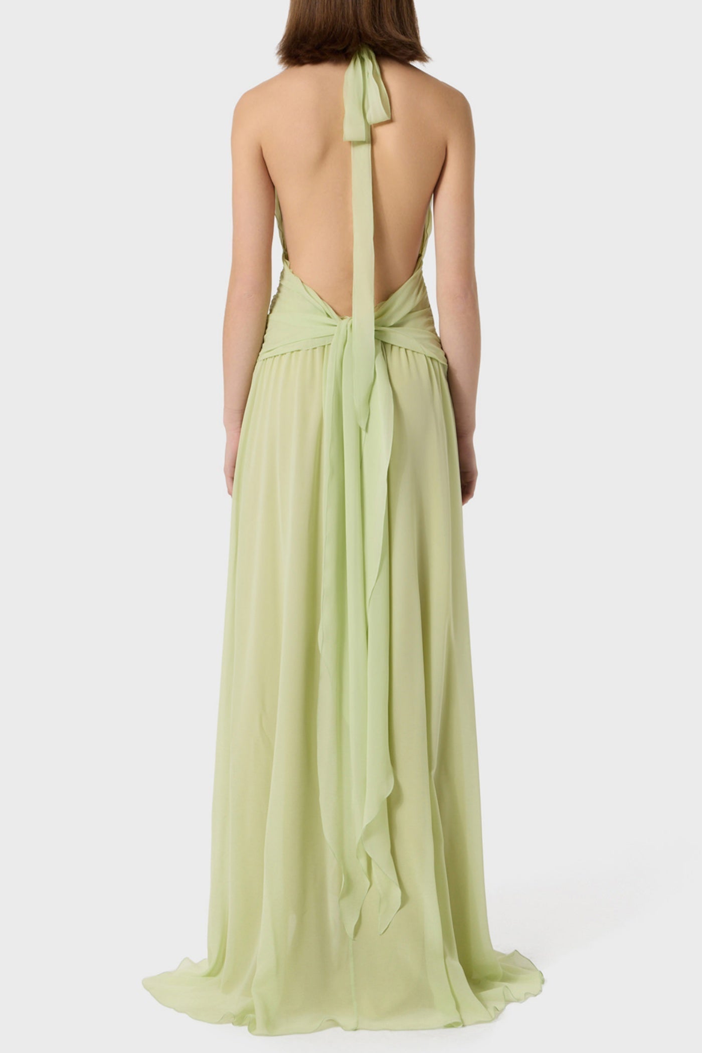 Flowering Girl Women Aonaver Floral Ruffle Halter Maxi Dress - Green