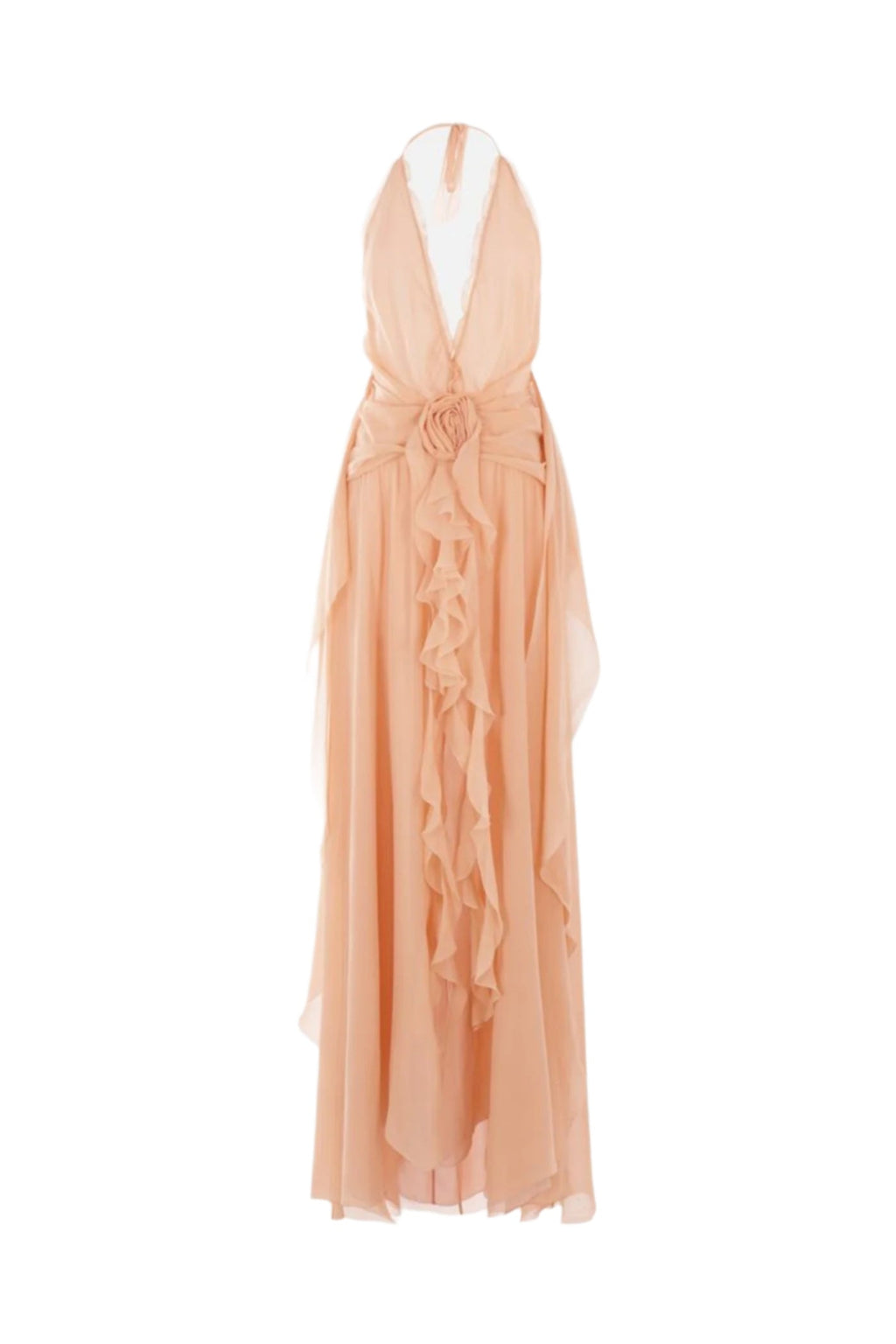 Flowering Girl Women Aonaver Floral Ruffle Halter Maxi Dress - Pink