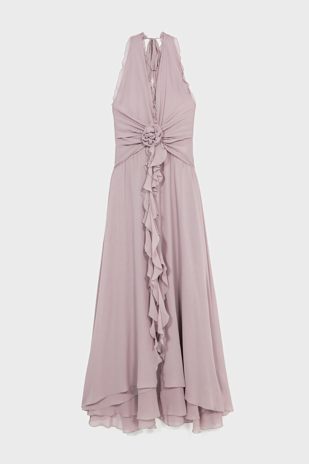 Flowering Girl Women Aonaver Floral Ruffle Halter Maxi Dress in Purple