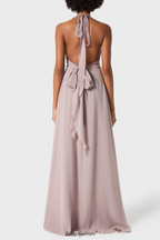 Flowering Girl Women Aonaver Floral Ruffle Halter Maxi Dress in Purple