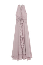 Flowering Girl Women Aonaver Floral Ruffle Halter Maxi Dress - Purple