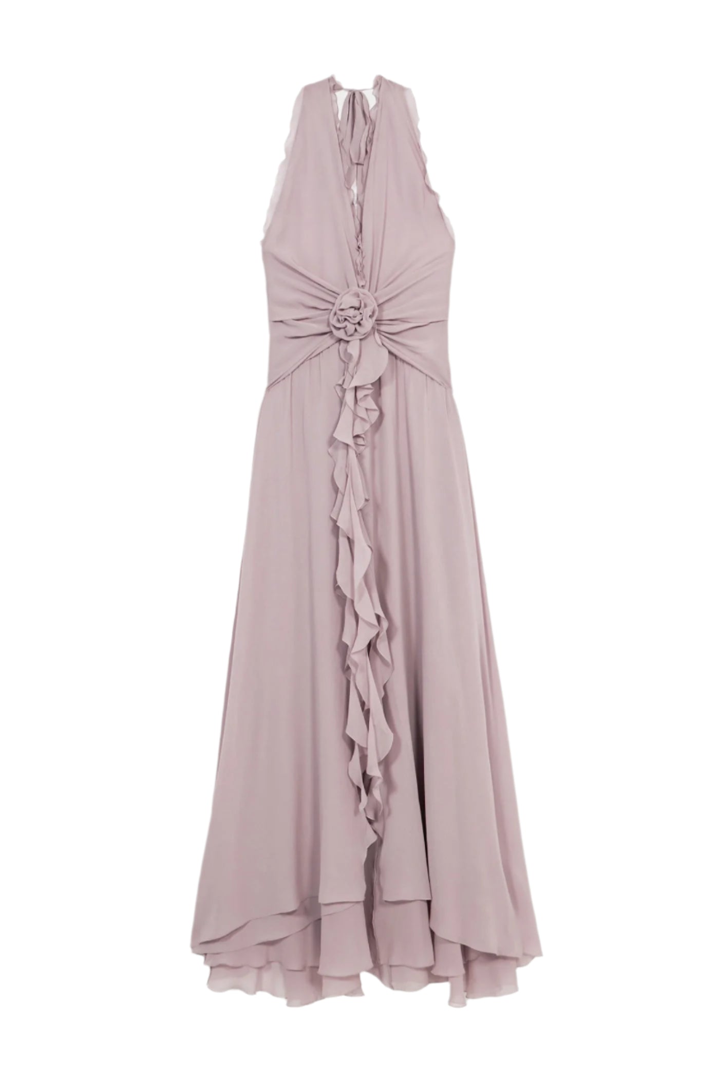 Flowering Girl Women Aonaver Floral Ruffle Halter Maxi Dress - Purple