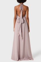 Flowering Girl Women Aonaver Floral Ruffle Halter Maxi Dress - Purple