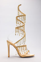 Flowering Girl Women Arabella Rhinestone Tassel Stiletto Heels - Gold