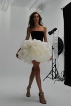 Flowering Girl Women Archki Ruched Flower Strapless Mini Dress