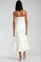 Aren Strapless Flower Ruffle Midi Dress