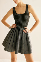 Flowering Girl Women Arlene Square Neck Stripe Mini Dress