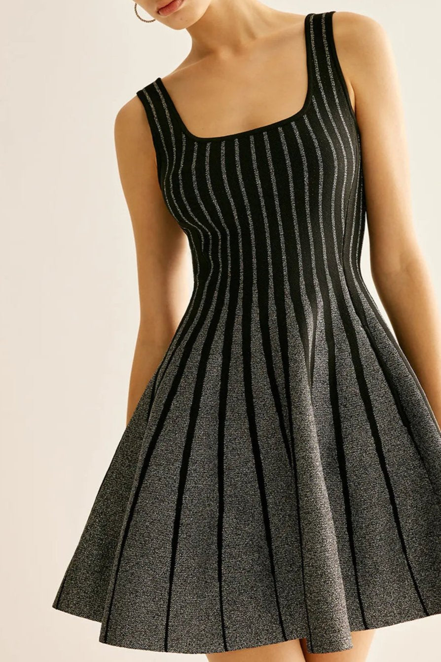 Flowering Girl Women Arlene Square Neck Stripe Mini Dress