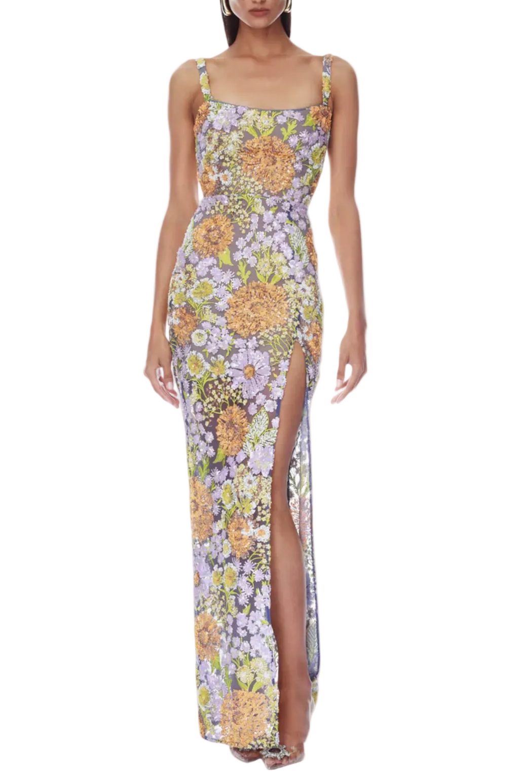 Flowering Girl Women Armida Floral Sequin Slit Maxi Dress