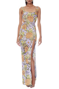 Flowering Girl Women Armida Floral Sequin Slit Maxi Dress