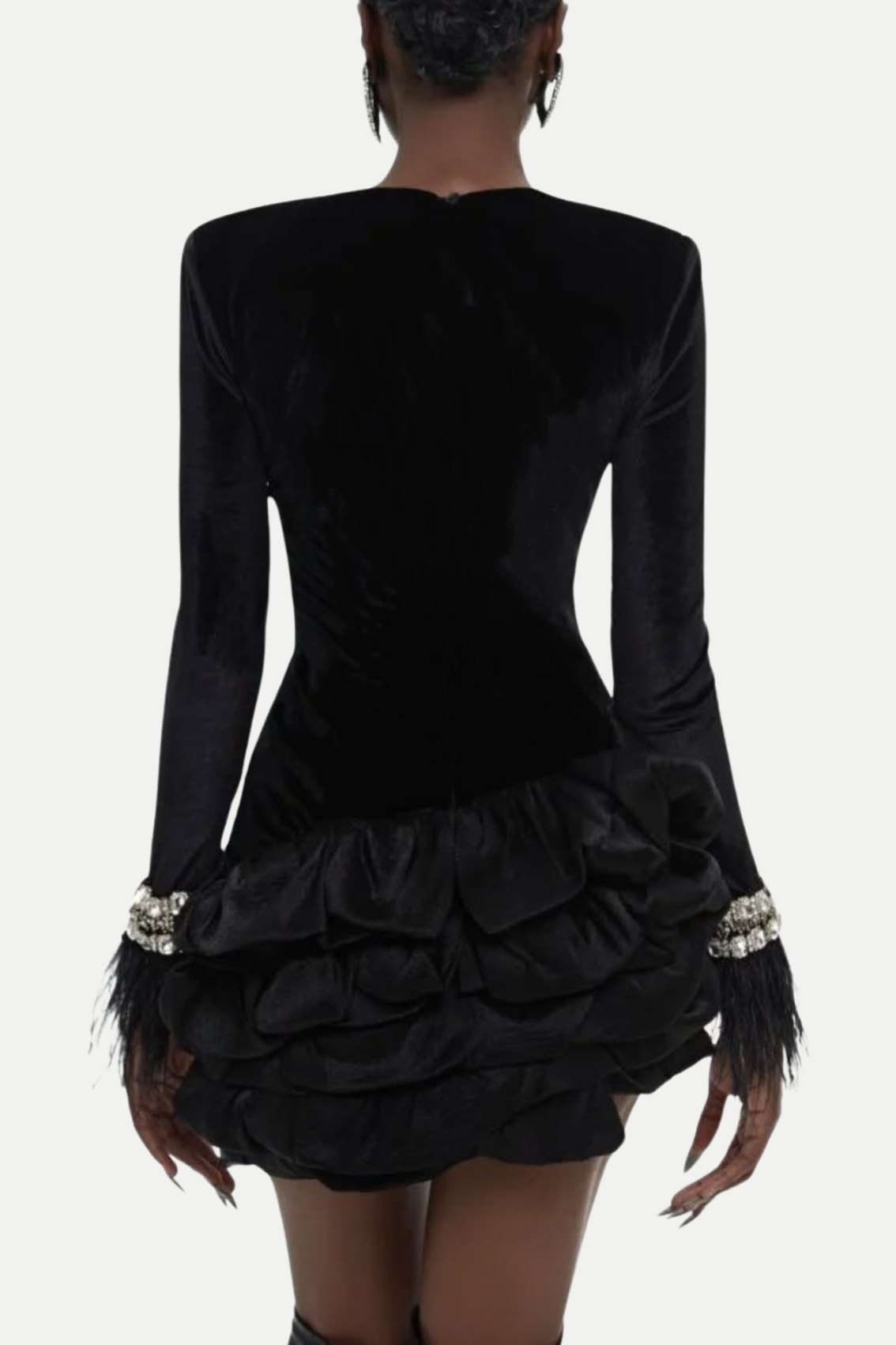 Flowering Girl Women Aruba Rhinestone Feather Mini Bandage Dress