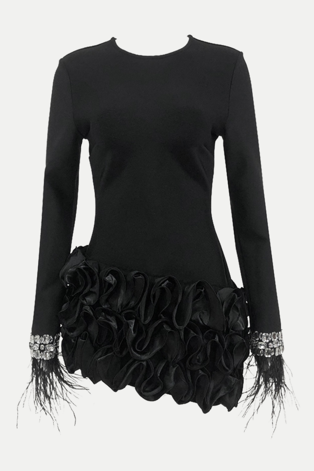Flowering Girl Women Aruba Rhinestone Feather Mini Bandage Dress