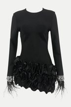 Flowering Girl Women Aruba Rhinestone Feather Mini Bandage Dress