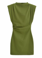Flowering Girl Women Sleeveless Ruched Mini Dress In Olive Green