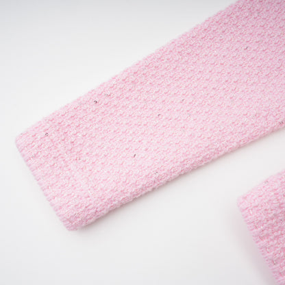 shirley Sequined Knit Cardigan & Skirt Set - pink