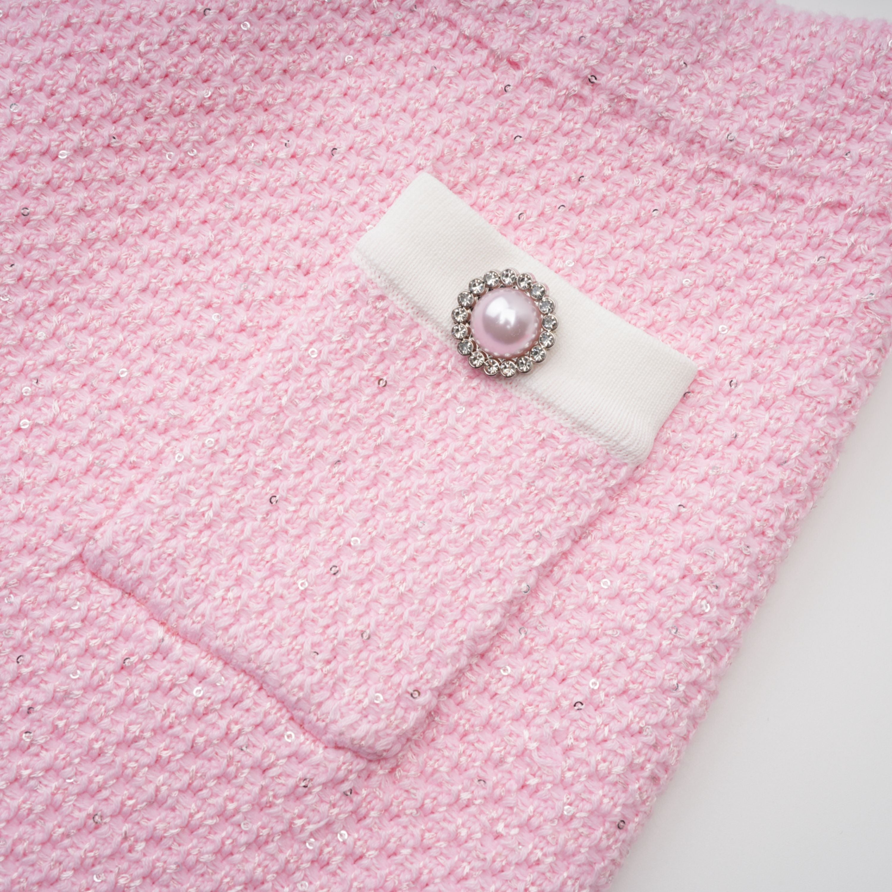Shirley Sequined Knit Cardigan & Skirt Set - Pink