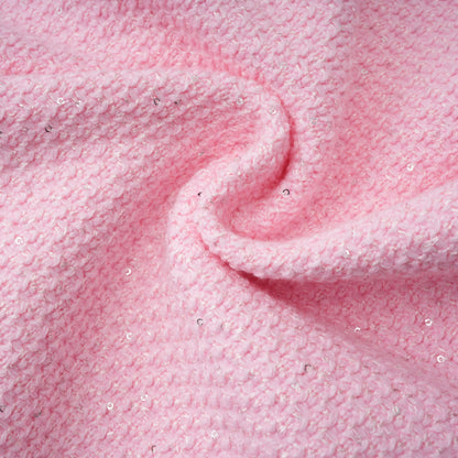 shirley Sequined Knit Cardigan & Skirt Set - pink