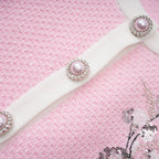 Shirley Sequined Knit Cardigan & Skirt Set - Pink