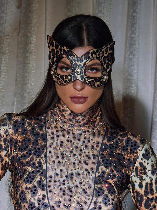 Flowering Girl Women Ashur Leopard Cat Mask