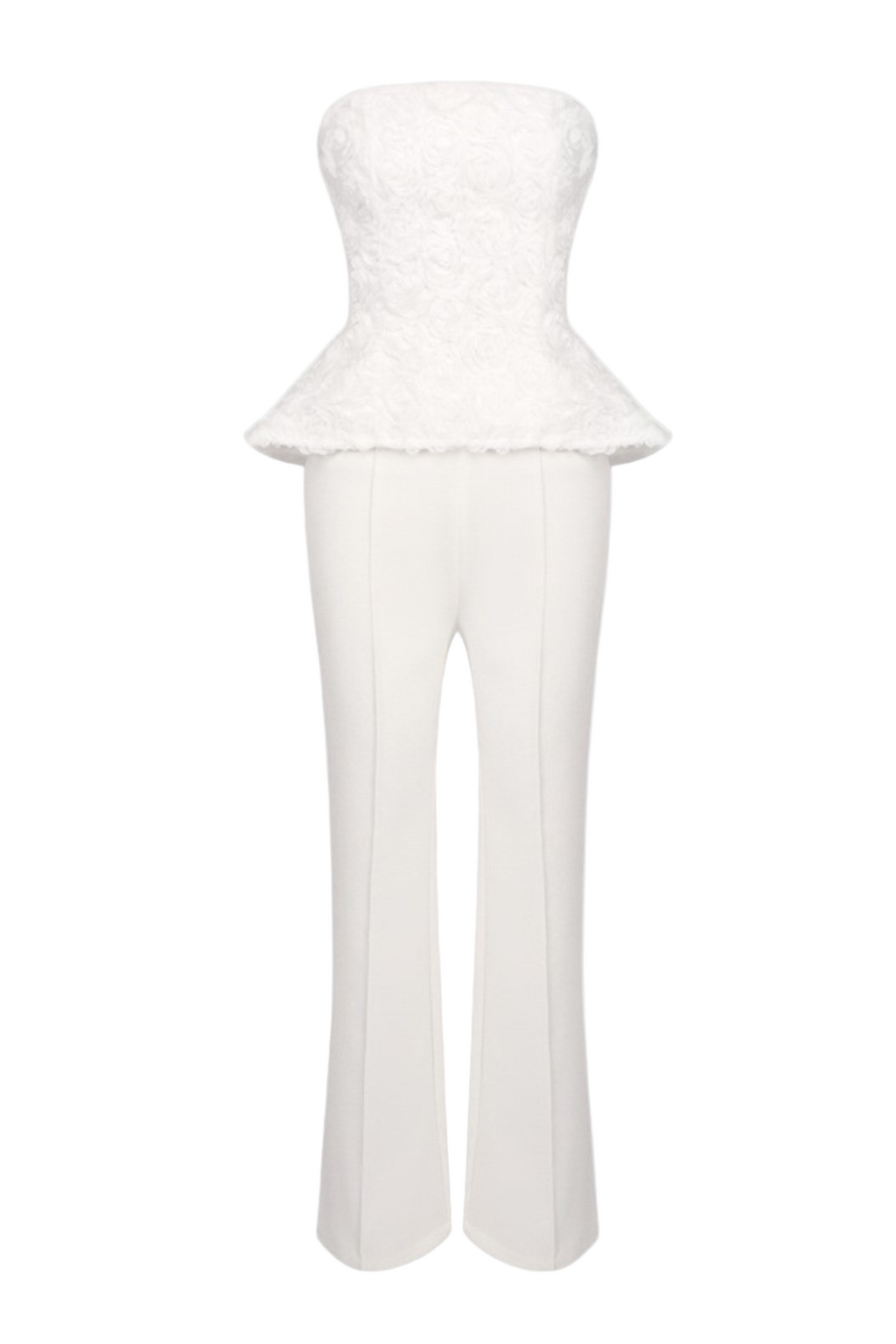 georgia 3d flower top pants set in white
