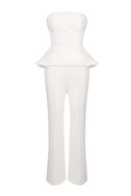 georgia 3d flower top pants set in white