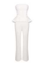 georgia 3d flower top pants set in white