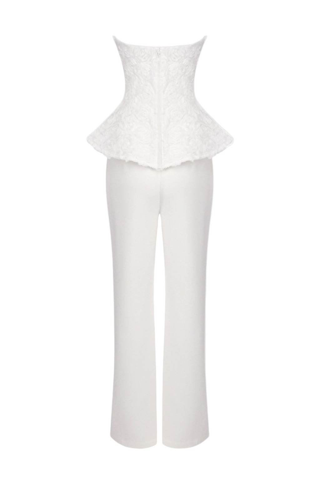 georgia 3d flower top pants set in white