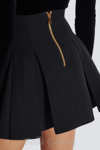 Flowering Girl Women Asina Gold Buttoned Mini Skirt in Black