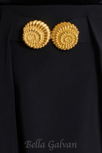 Flowering Girl Women Asina Gold Buttoned Mini Skirt in Black