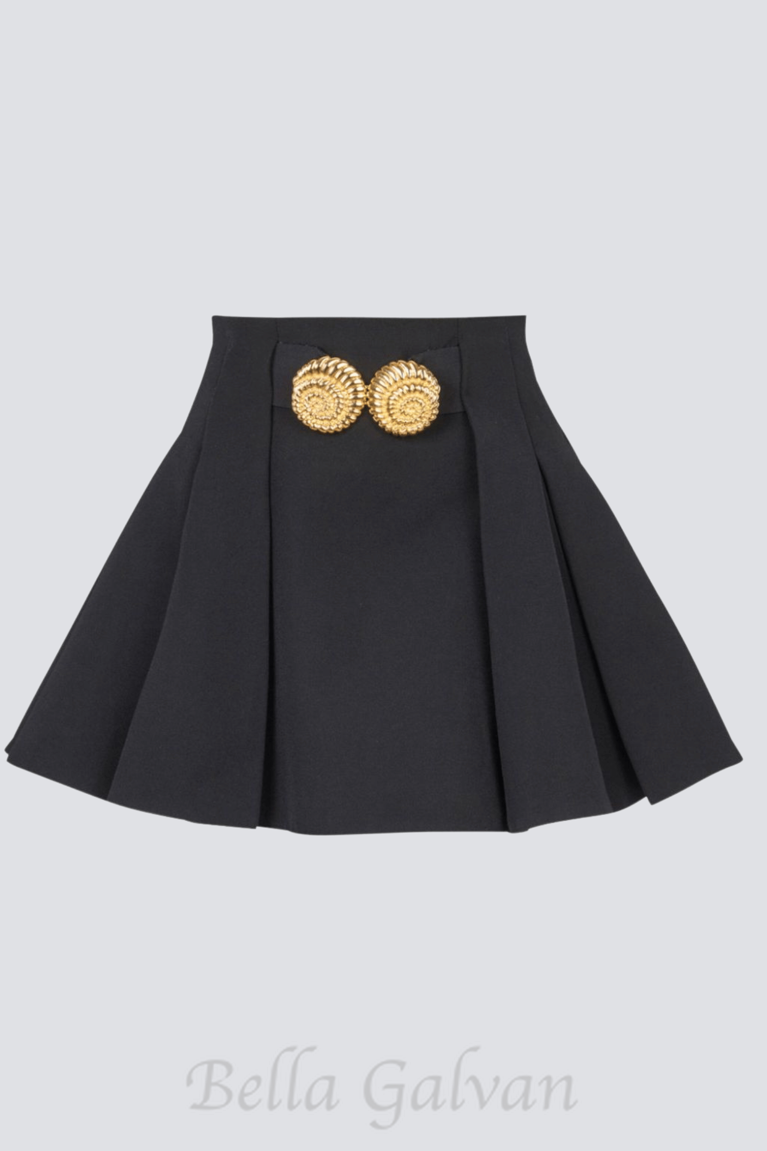 Flowering Girl Women Asina Gold Buttoned Mini Skirt in Black