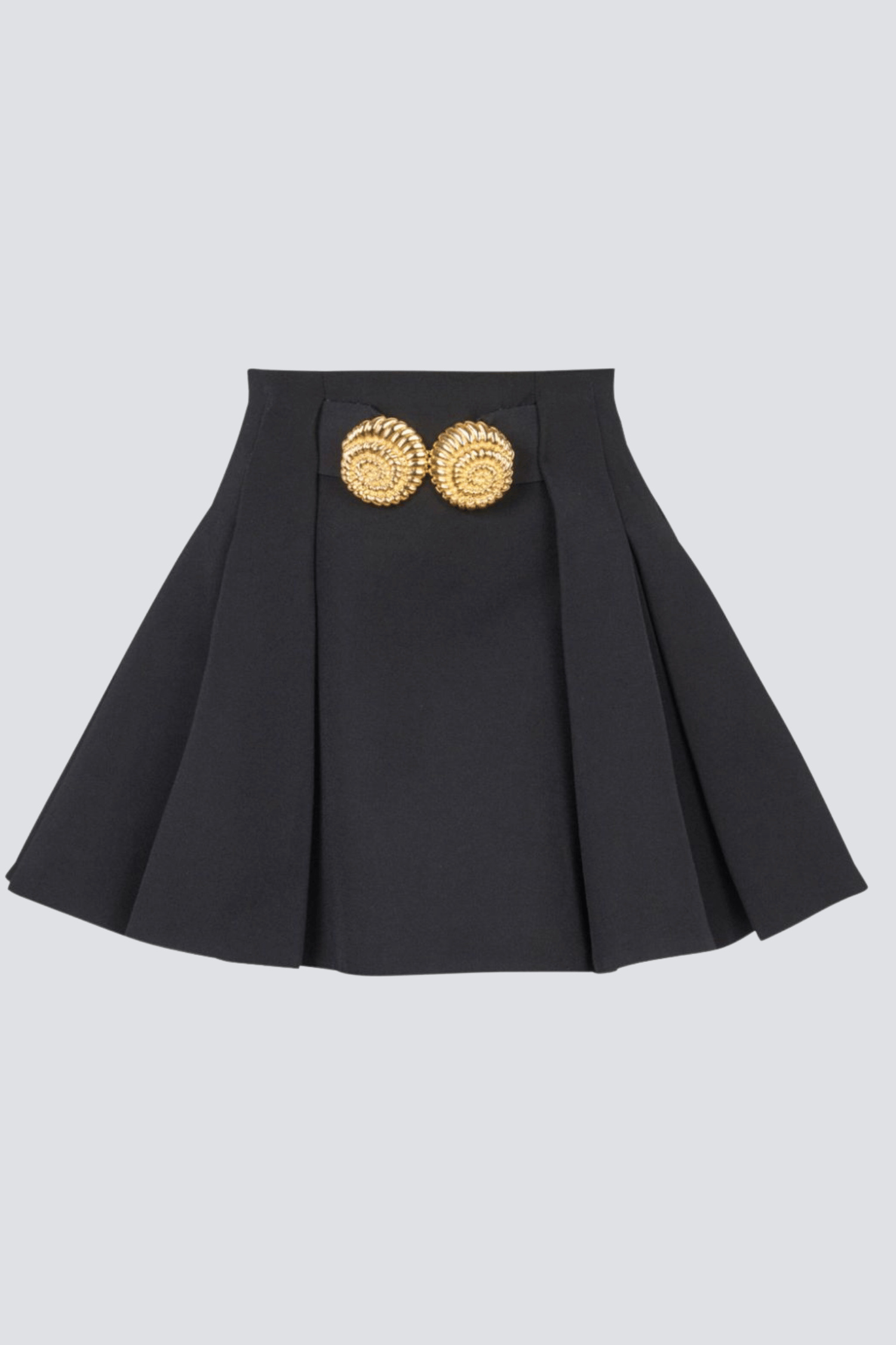 Flowering Girl Women Asina Gold Buttoned Mini Skirt - Black