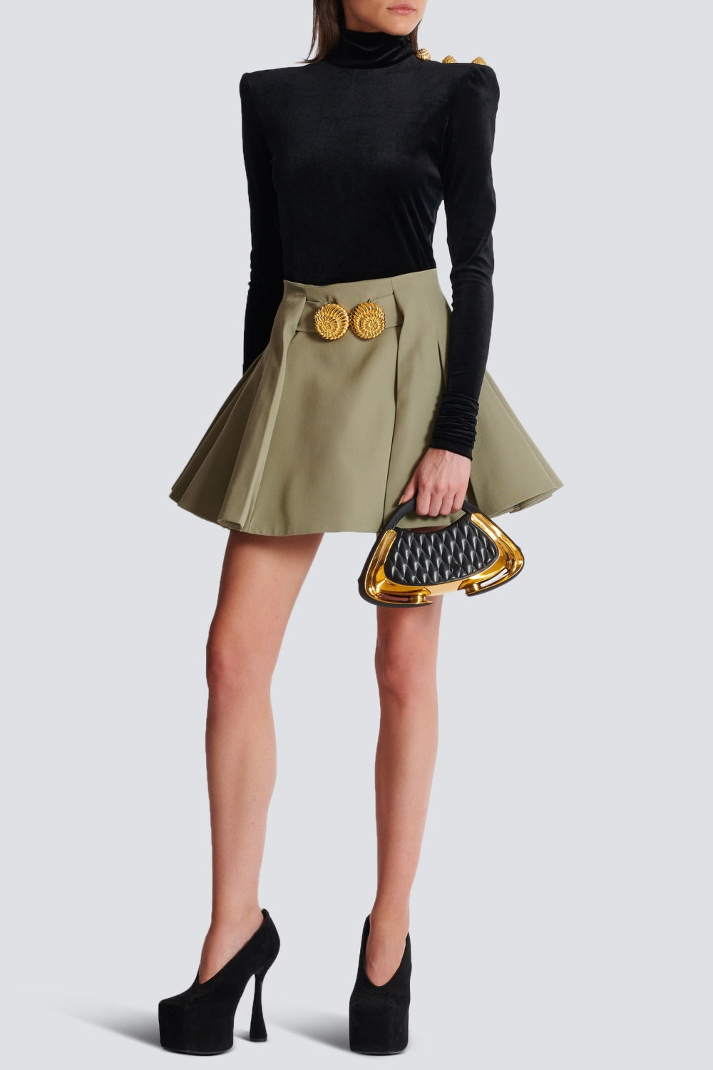 Flowering Girl Women Short Pleated Skirt In Grain De Poudre