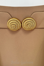 Flowering Girl Women Asina Gold Buttoned Mini Skirt in Khaki