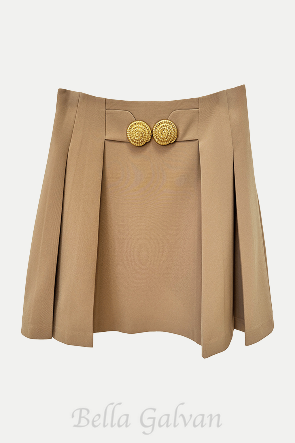 Flowering Girl Women Asina Gold Buttoned Mini Skirt in Khaki