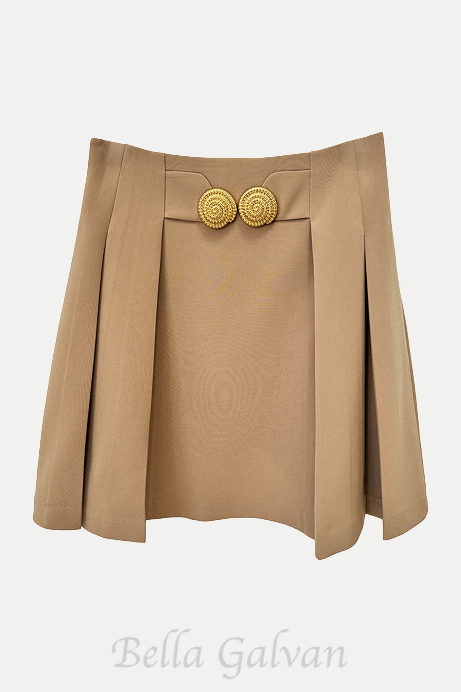 Flowering Girl Women Asina Gold Buttoned Mini Skirt in Khaki