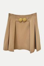 Flowering Girl Women Flared Pleated Grain De Poudre Skirt