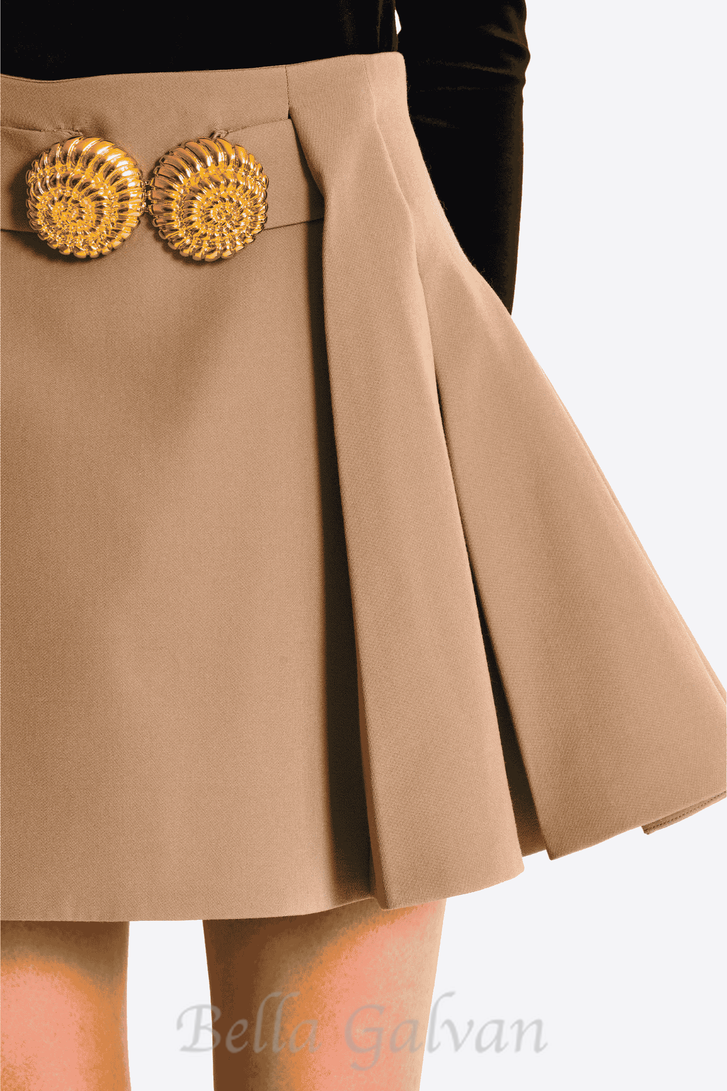 Flowering Girl Women Asina Gold Buttoned Mini Skirt in Khaki