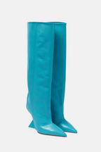 Flowering Girl Women Astrid Heterotypic Knee-high Boots - Blue