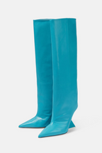 Flowering Girl Women Astrid Heterotypic Knee-high Boots - Blue