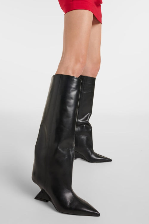 Flowering Girl Women Astrid Heterotypic Knee-high Boots - Black