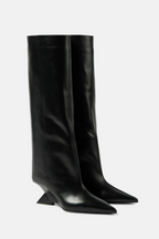 Flowering Girl Women Astrid Heterotypic Knee-high Boots - Black