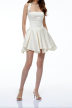 Flowering Girl Women Halter Double Strap Satin Fit &amp; Flare Mini Dress