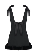 Atalanta Bow Embellished Mini Dress - Black